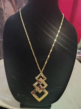 Monet Gold-Tone Interlocking Geometric Pendant Necklace